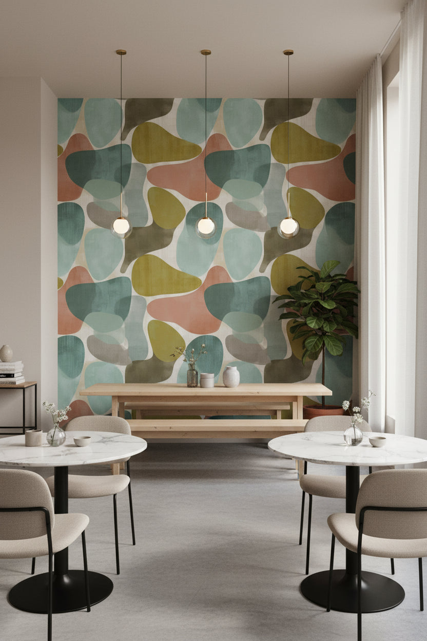 Mid-Century Modern Wallpaper Organik Shapes Wall Decor