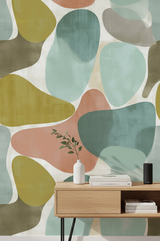Mid-Century Modern Wallpaper Organik Shapes Wall Decor