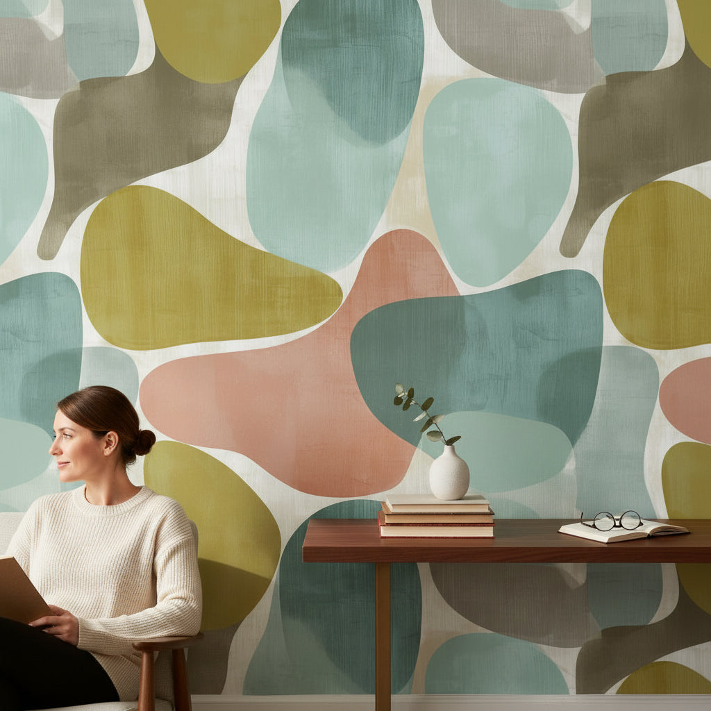 Mid-Century Modern Wallpaper Organik Shapes Wall Decor
