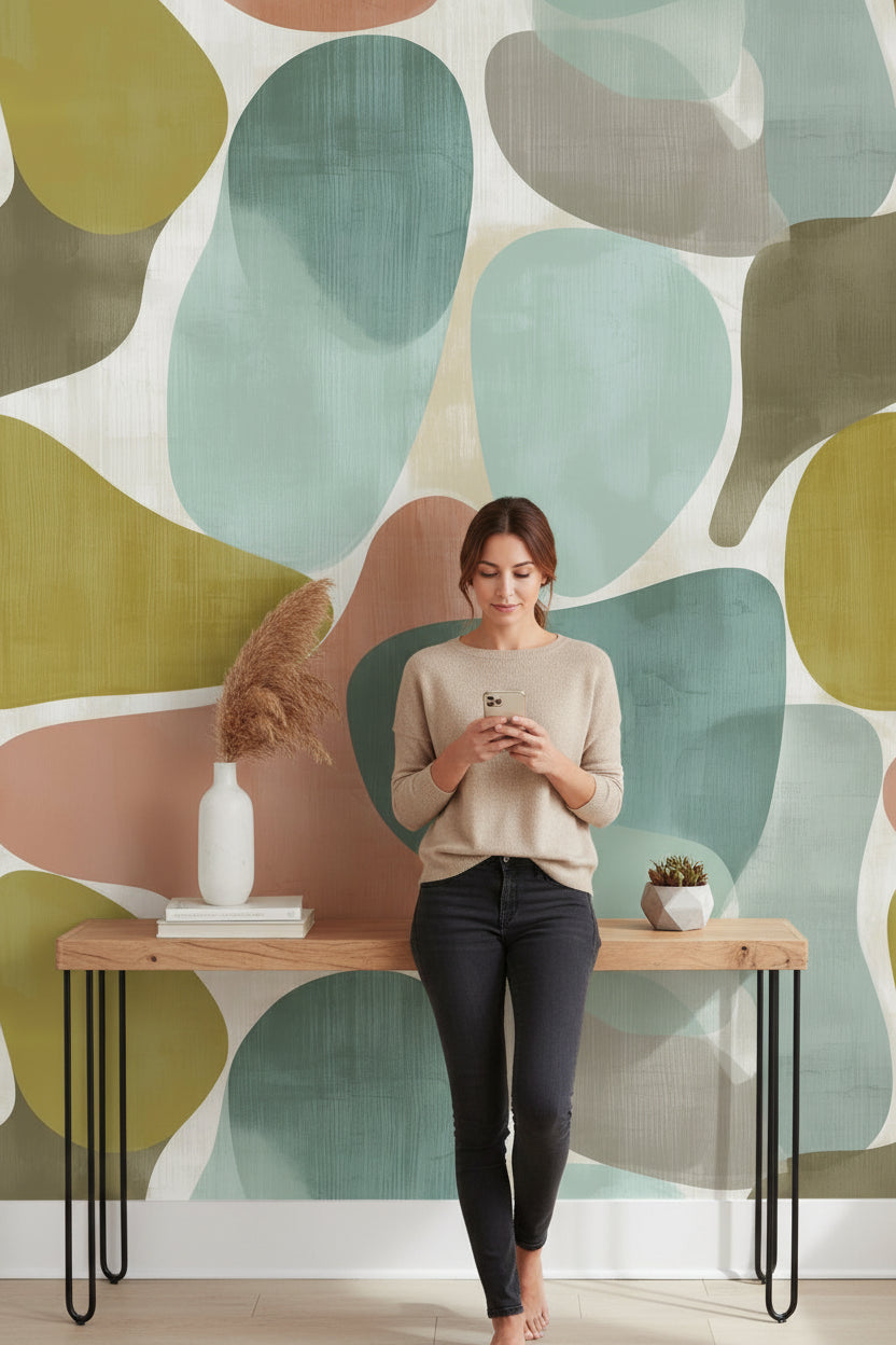 Mid-Century Modern Wallpaper Organik Shapes Wall Decor