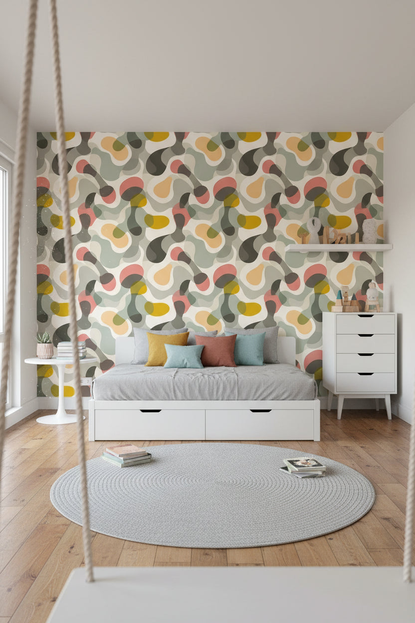 Abstract Wallpaper Organic Shapes Geometric Wall Mural