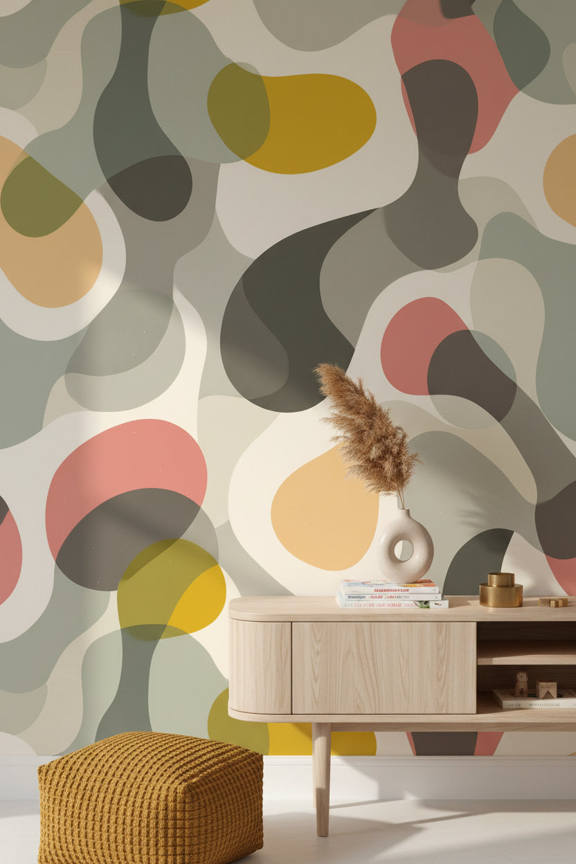 Abstract Wallpaper Organic Shapes Geometric Wall Mural