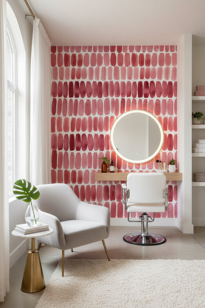 White and Red Abstract Brushstroke Wallpaper