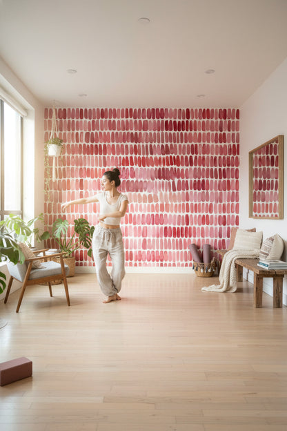 White and Red Abstract Brushstroke Wallpaper