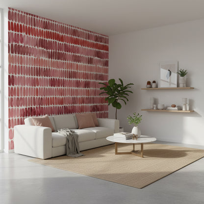 White and Red Abstract Brushstroke Wallpaper