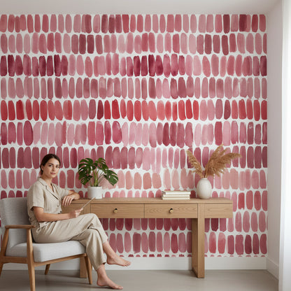 White and Red Abstract Brushstroke Wallpaper