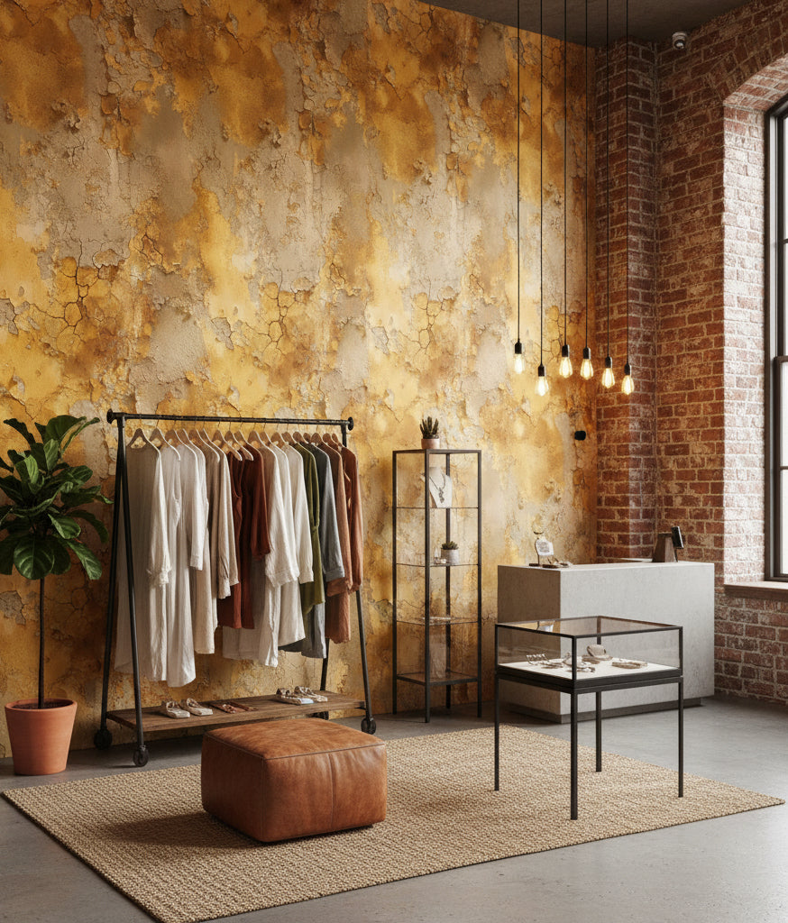Golden Look Textured Abstract Pattern Wallpaper