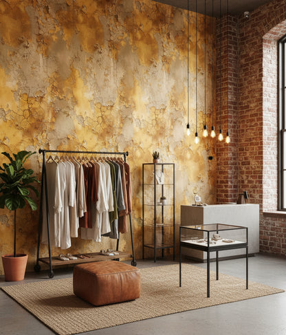 Golden Look Textured Abstract Pattern Wallpaper