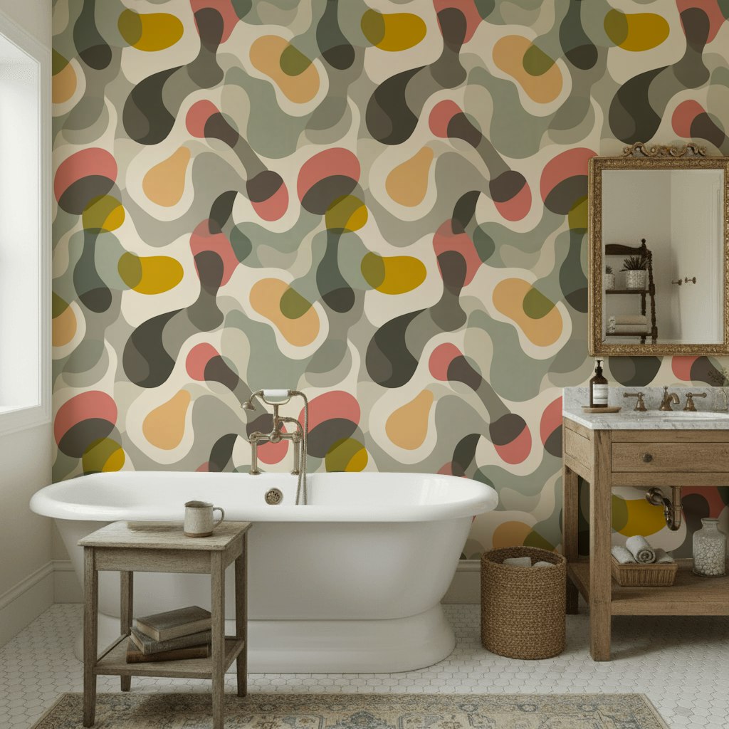 Abstract Wallpaper Organic Shapes Geometric Wall Mural