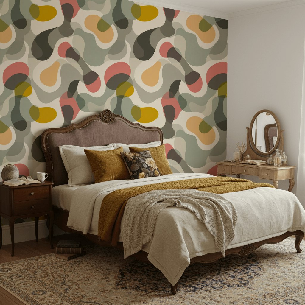 Abstract Wallpaper Organic Shapes Geometric Wall Mural