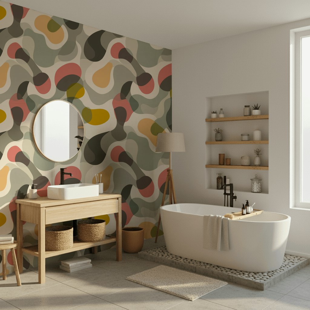 Abstract Wallpaper Organic Shapes Geometric Wall Mural
