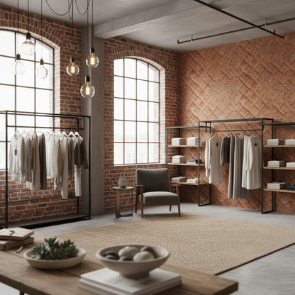 Rustic Brown Textured Lattice Brick Wallpaper