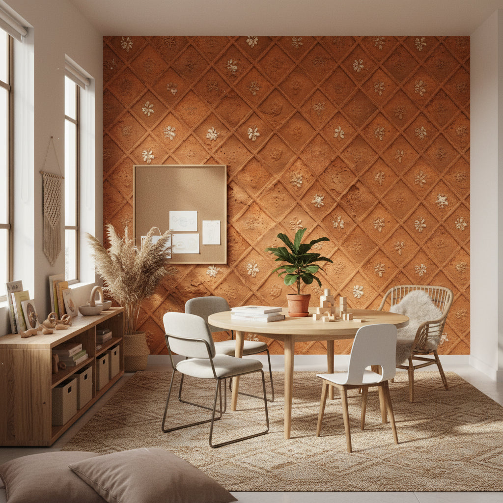 Textured Wallpaper Rustic Geometric Wall Mural