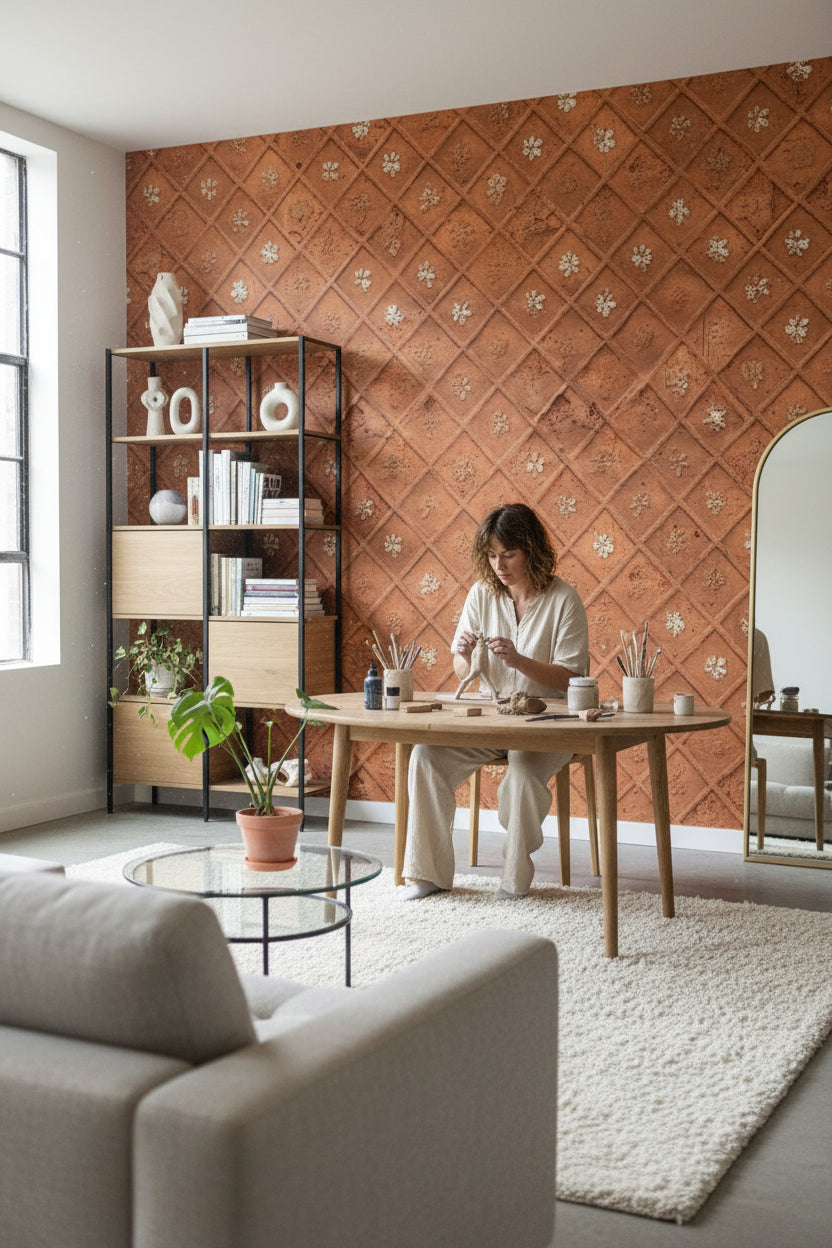 Textured Wallpaper Rustic Geometric Wall Mural