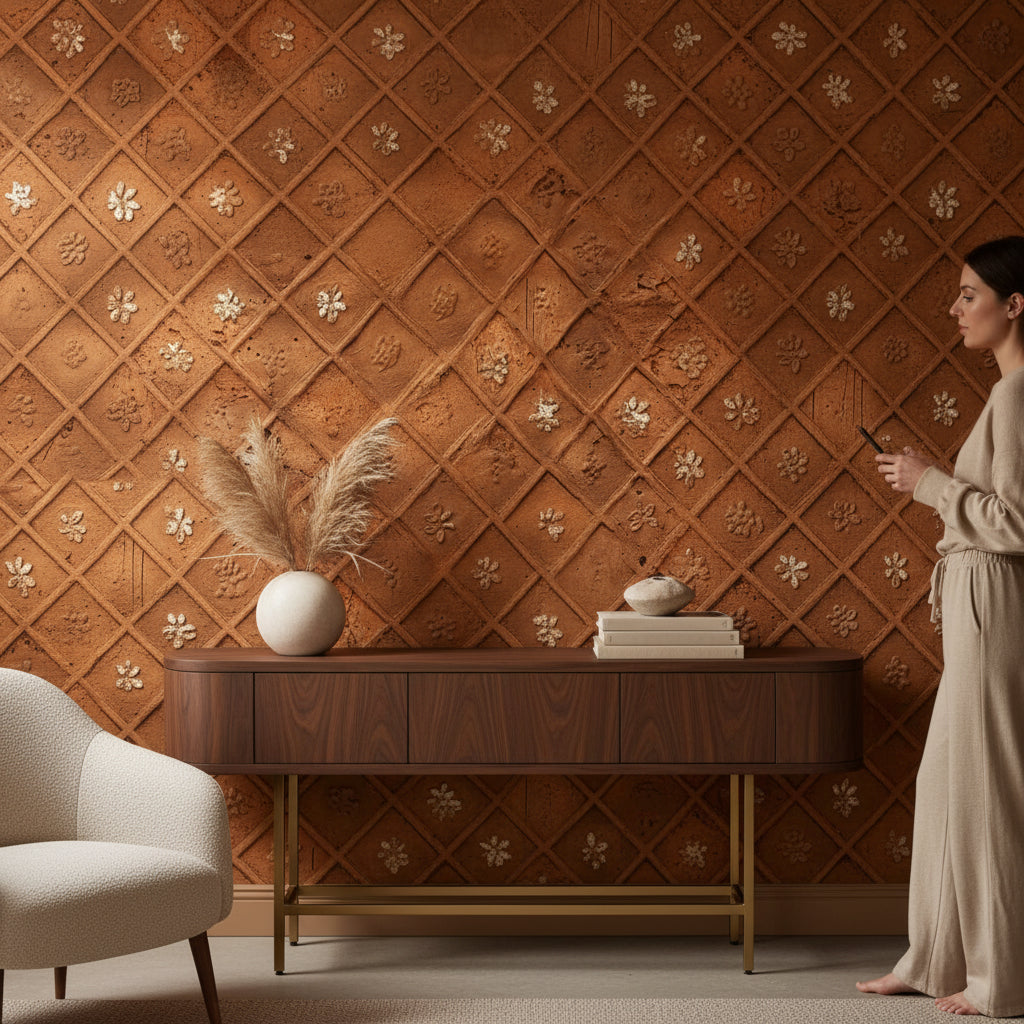 Textured Wallpaper Rustic Geometric Wall Mural