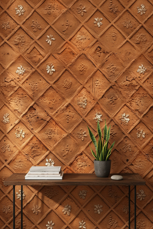 Textured Wallpaper Rustic Geometric Wall Mural