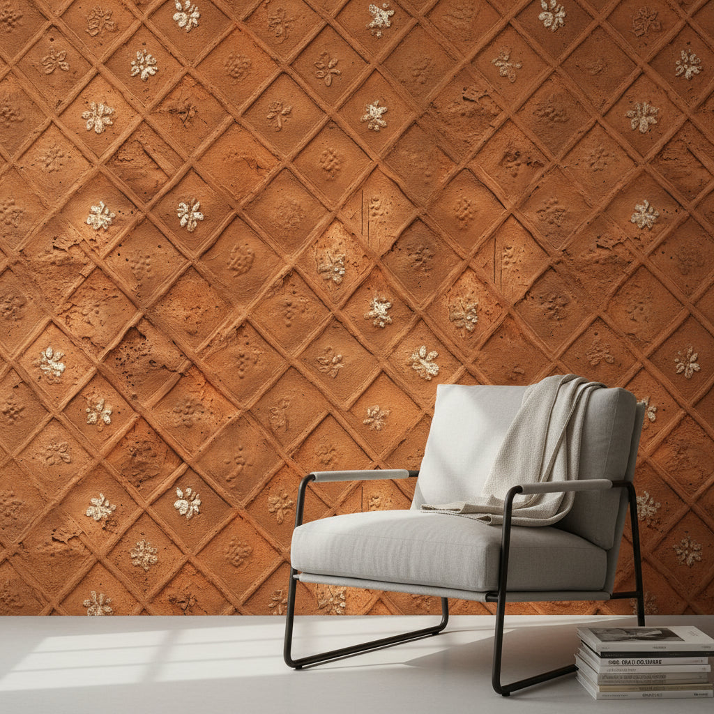 Textured Wallpaper Rustic Geometric Wall Mural