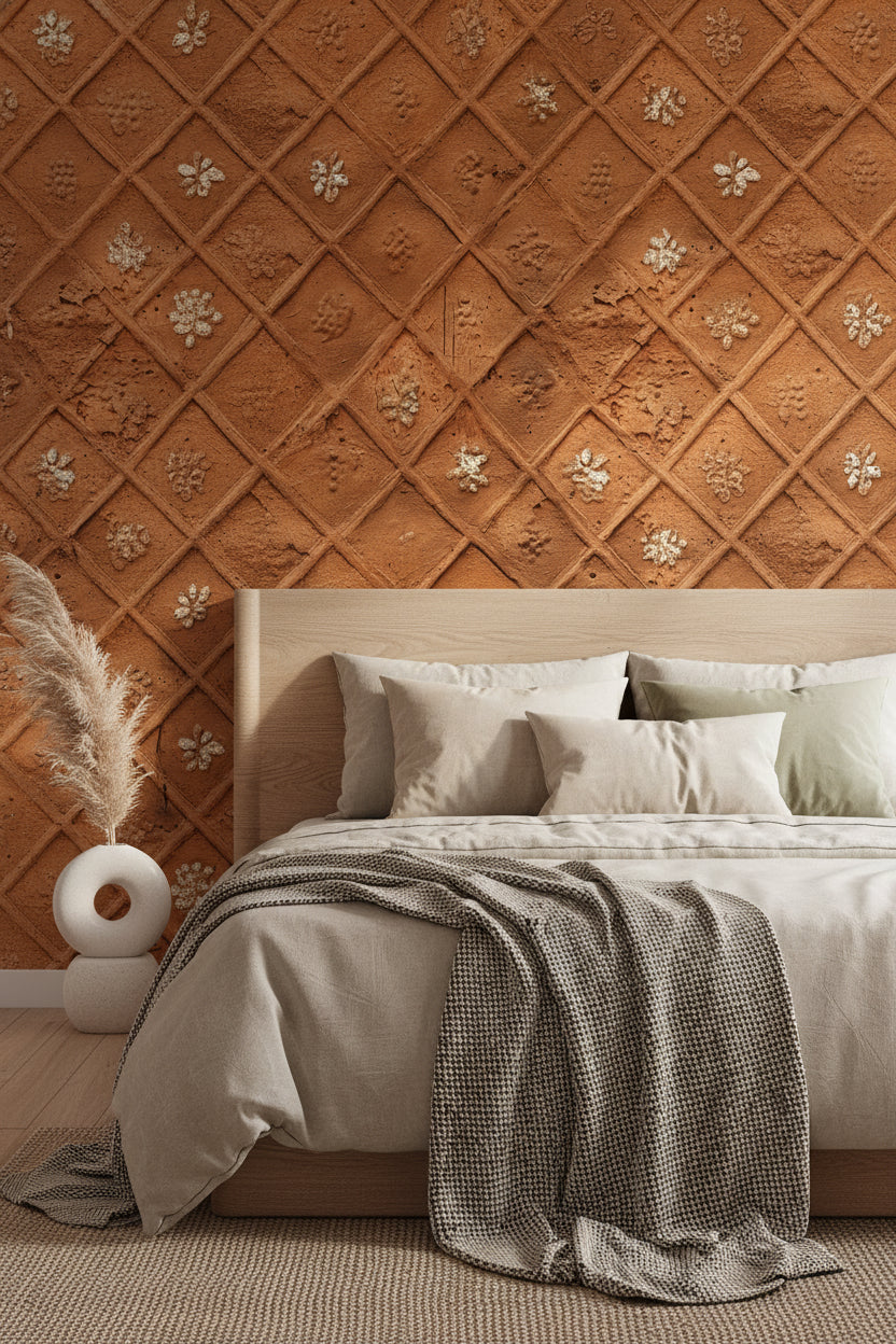 Textured Wallpaper Rustic Geometric Wall Mural