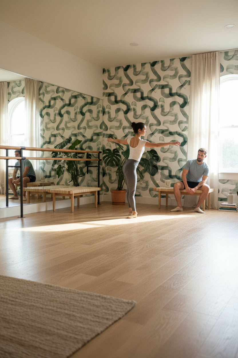 White Background Wallpaper Abstract Green Wall Mural