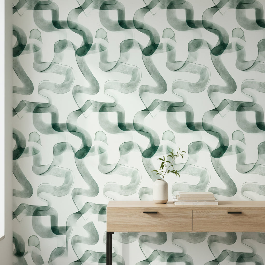 Abstract Green Ribbon Swirl Wallpaper