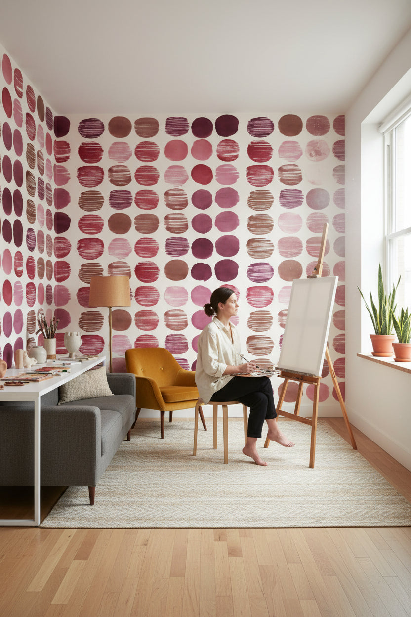 Watercolor Circles Wallpaper Geometric Modern Wall Decor