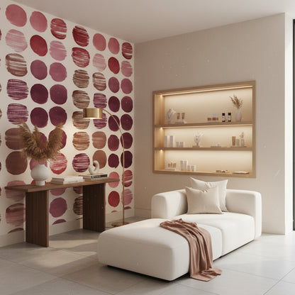 White and Pink Abstract Circle Pattern Wallpaper