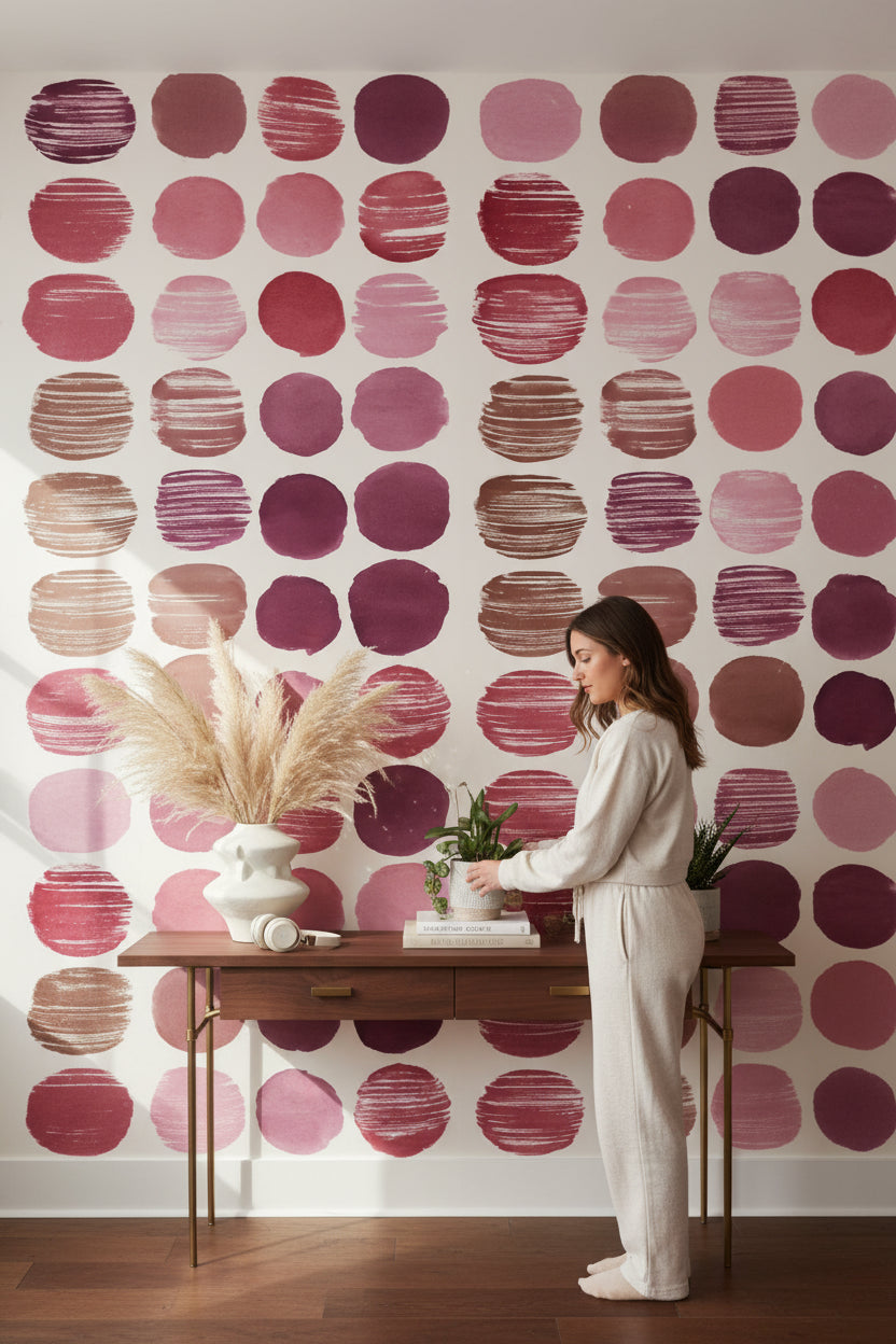 Watercolor Circles Wallpaper Geometric Modern Wall Decor