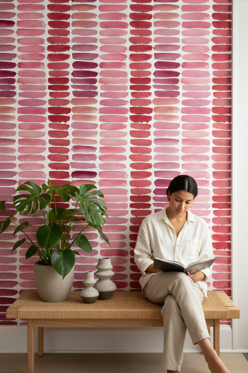 Abstract Wallpaper Geometric Brush Strokes Wall Mural