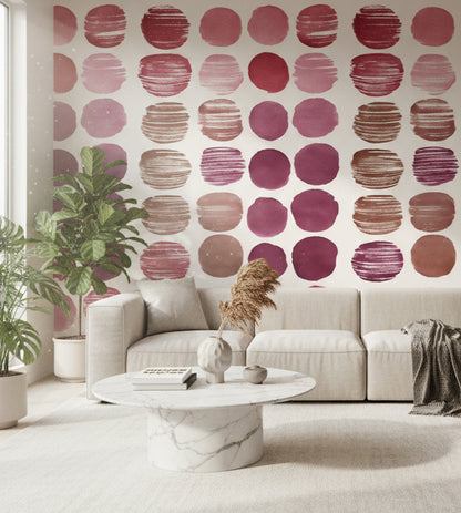 White and Pink Abstract Circle Pattern Wallpaper