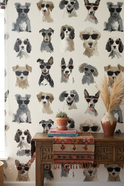 Cream Cool Canine Sunglasses Wallpaper