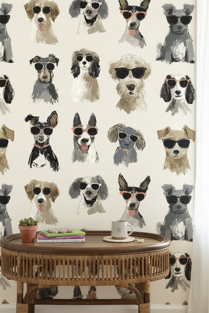Cream Cool Canine Sunglasses Wallpaper