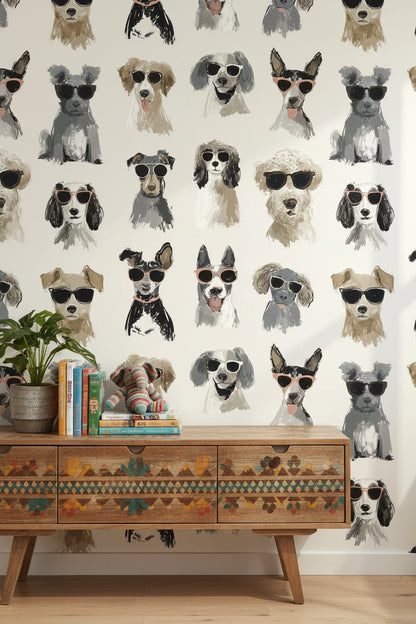 Cream Cool Canine Sunglasses Wallpaper