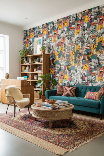 Multicolor Graffiti Pop Art Collage Wallpaper