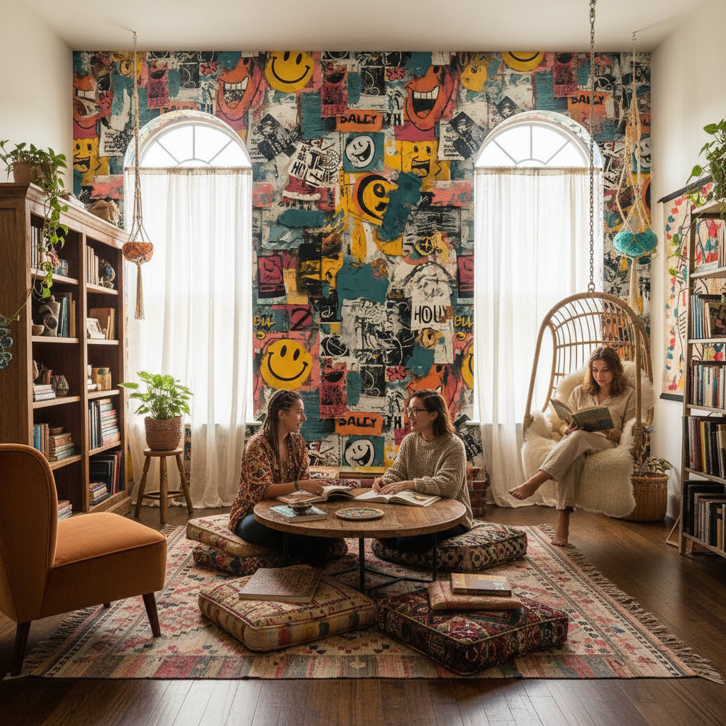 Abstract Wallpaper Geometric Mural Vibrant Wall Decor