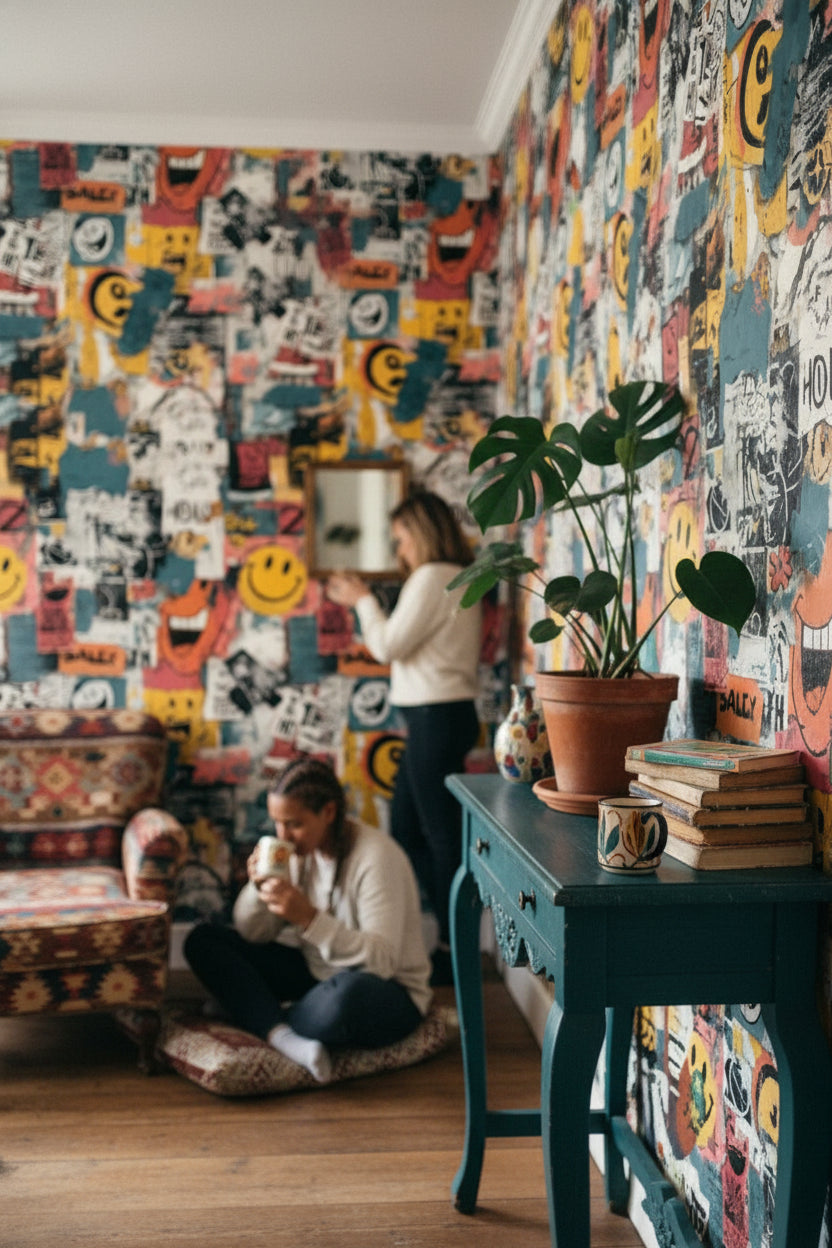 Abstract Wallpaper Geometric Mural Vibrant Wall Decor