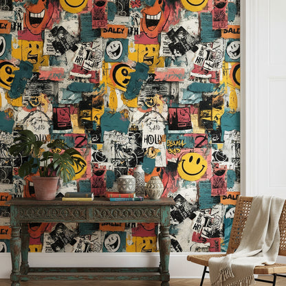 Multicolor Graffiti Pop Art Collage Wallpaper