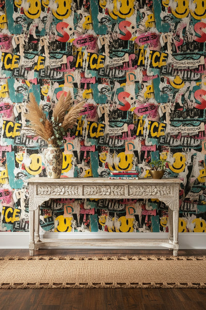 Bold Multicolor Graffiti Pop-Art Wallpaper