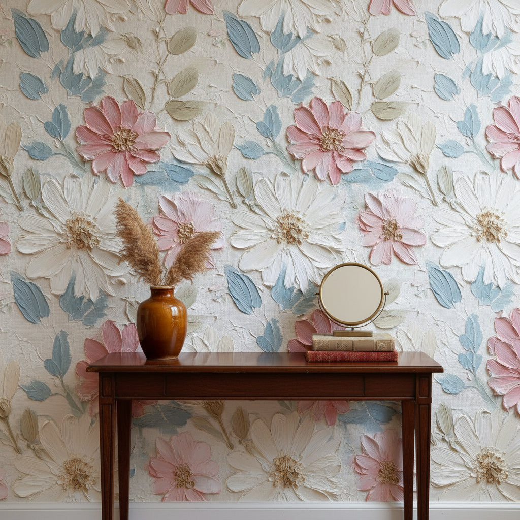 Floral Wallpaper Textured Removable Vintage Wall Double Roll