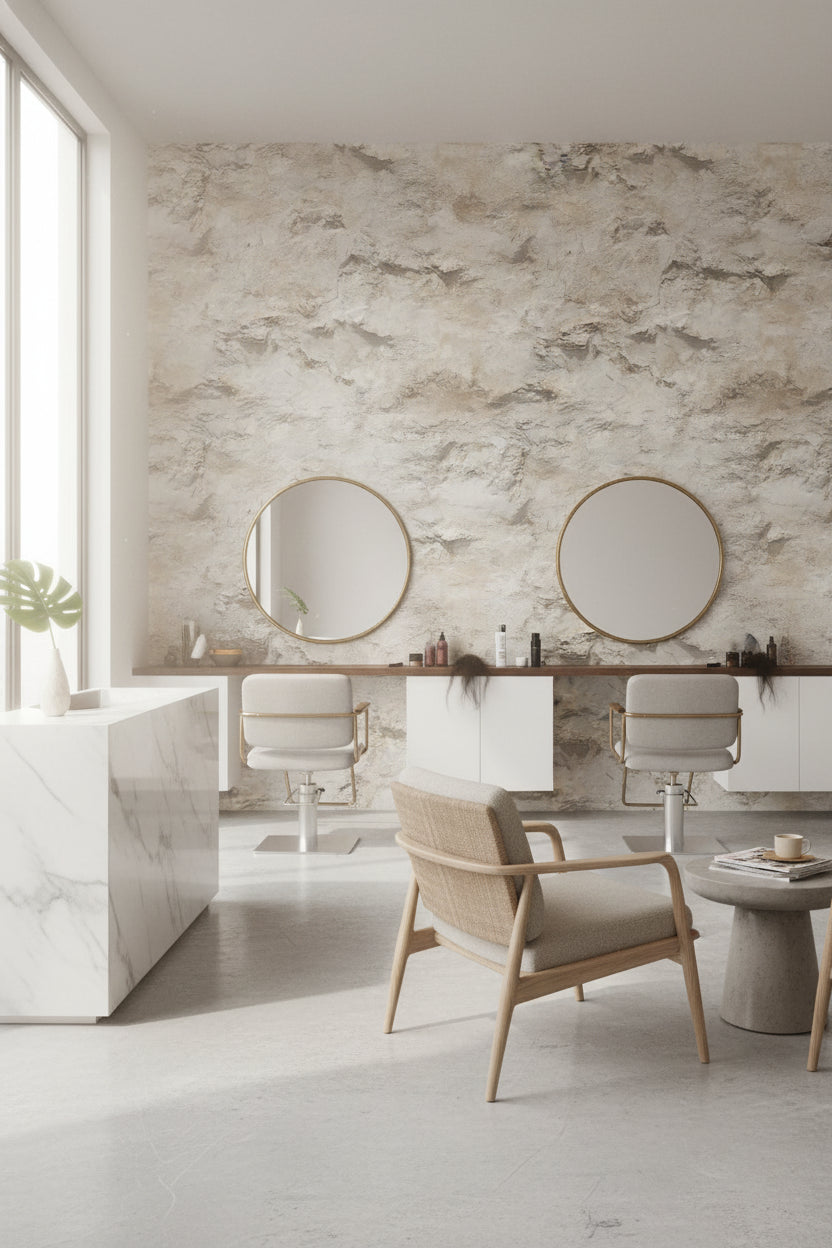 Natural Beige Textured Stone Effect Wallpaper