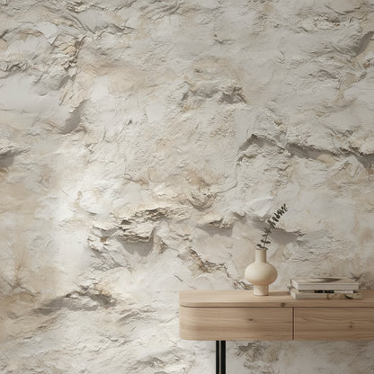 Natural Beige Textured Stone Effect Wallpaper