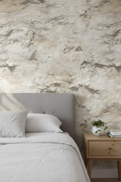 Natural Beige Textured Stone Effect Wallpaper