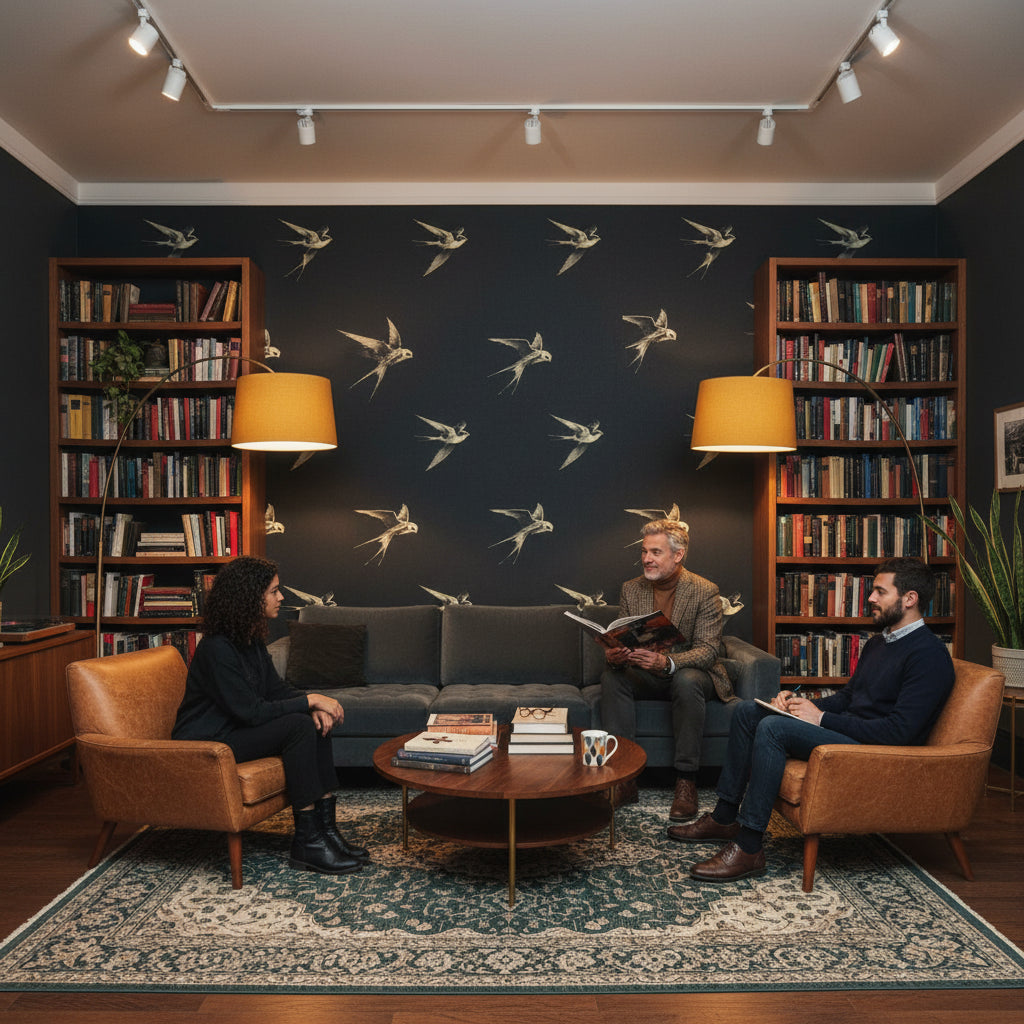 Birds Vintage Wallpaper Dark Elegant Wall Mural