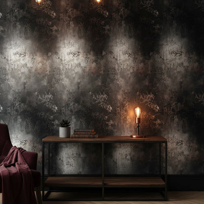 Grunge Black and Gray Graffiti Abstract Wallpaper