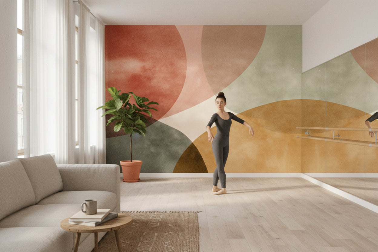 Mid-Century Modern Wallpaper Geometric Abstract Wall Mural