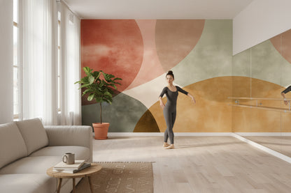 Mid-Century Modern Wallpaper Geometric Abstract Wall Mural