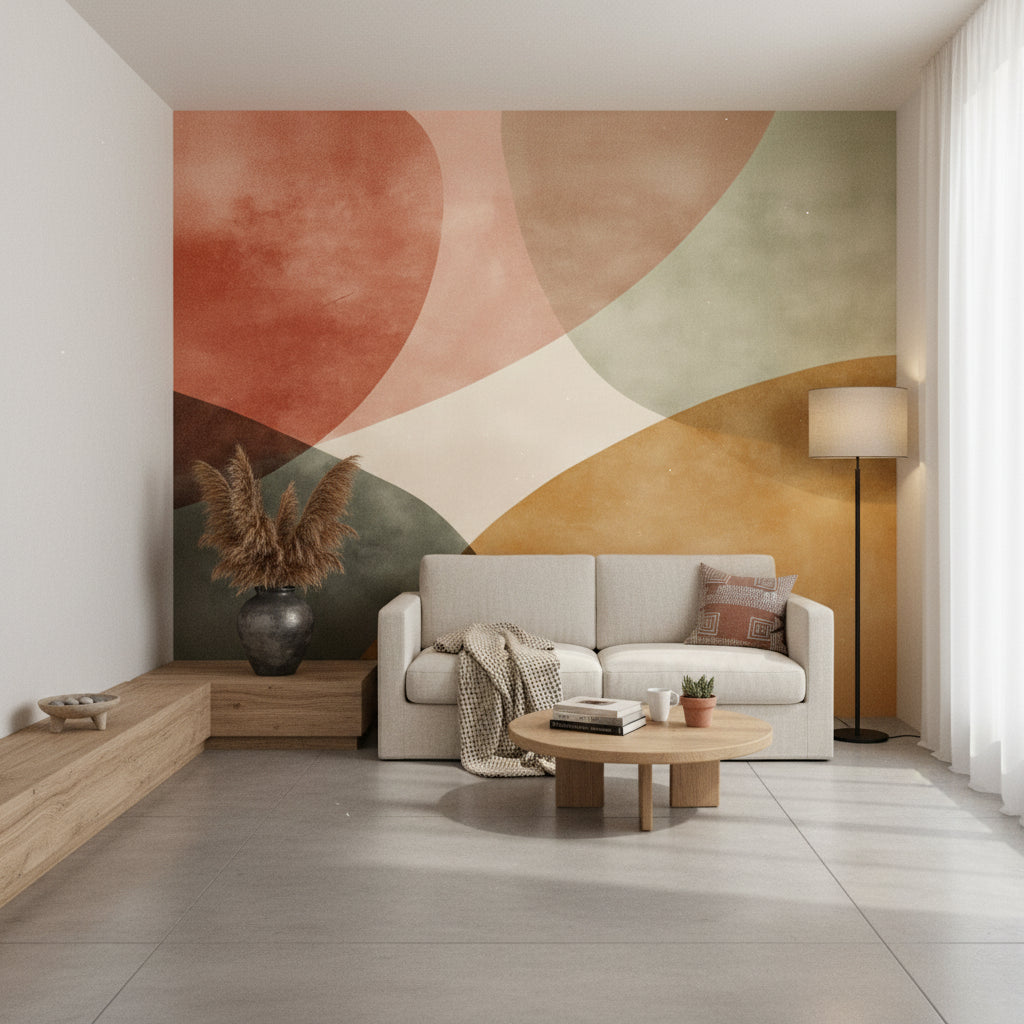 Mid-Century Modern Wallpaper Geometric Abstract Wall Double Roll