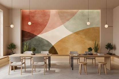 Mid-Century Modern Wallpaper Geometric Abstract Wall Mural