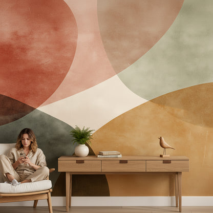 Mid-Century Modern Wallpaper Geometric Abstract Wall Mural