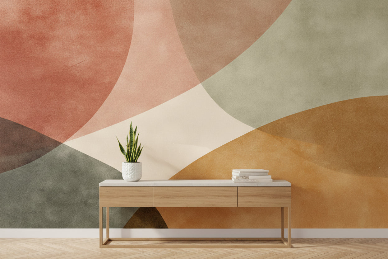 Mid-Century Modern Wallpaper Geometric Abstract Wall Mural