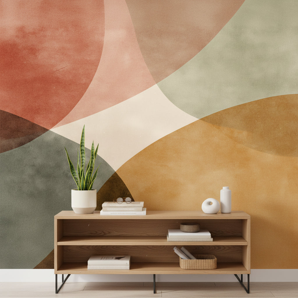 Mid-Century Modern Wallpaper Geometric Abstract Wall Double Roll